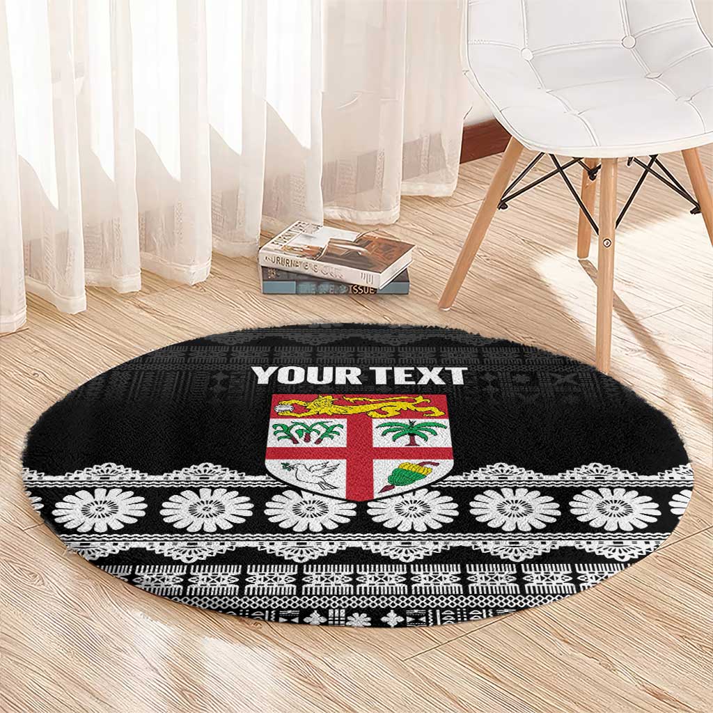 Fiji Tapa Rugby Custom Round Carpet Go Fijiana - Polynesian Pride