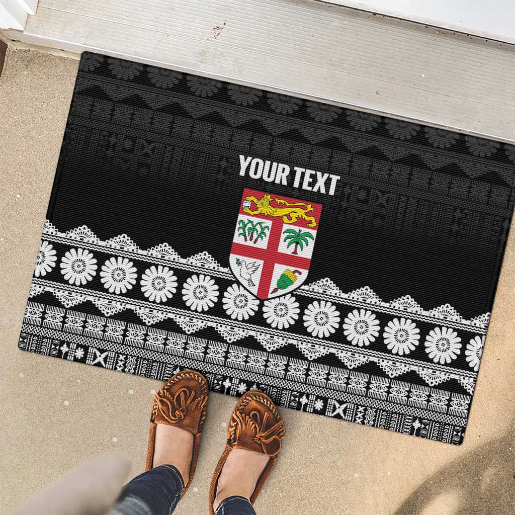 Fiji Tapa Rugby Custom Rubber Doormat Go Fijiana - Polynesian Pride