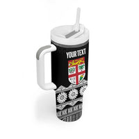 Fiji Tapa Rugby Custom Tumbler With Handle Go Fijiana - Polynesian Pride