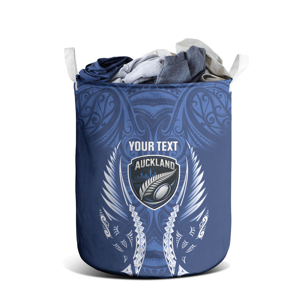 Auckland 2026 Rugby Custom Laundry Basket NZ Maori Silver Fern LT14 - Polynesian Pride