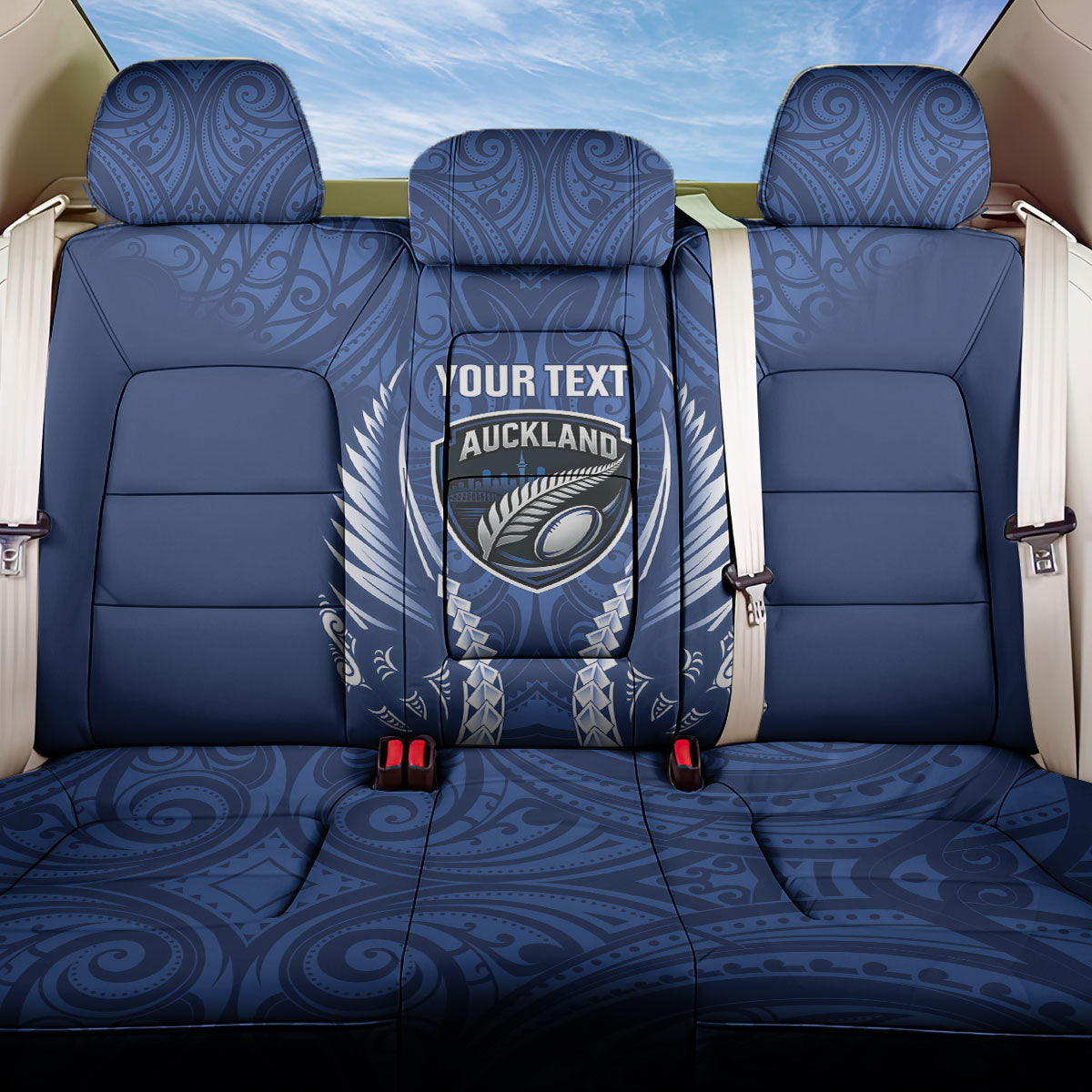 Auckland 2026 Rugby Custom Back Car Seat Cover NZ Maori Silver Fern LT14 One Size Blue - Polynesian Pride