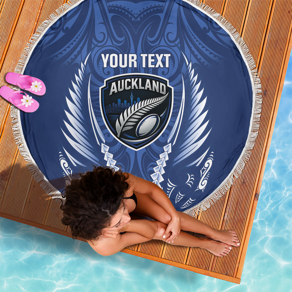 Auckland 2026 Rugby Custom Beach Blanket NZ Maori Silver Fern LT14 - Polynesian Pride