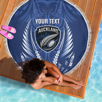 Auckland 2026 Rugby Custom Beach Blanket NZ Maori Silver Fern LT14 - Polynesian Pride