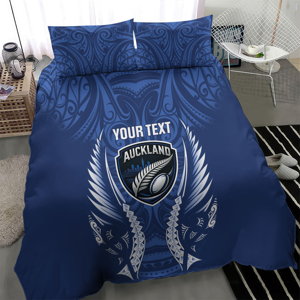 Auckland 2026 Rugby Custom Bedding Set NZ Maori Silver Fern