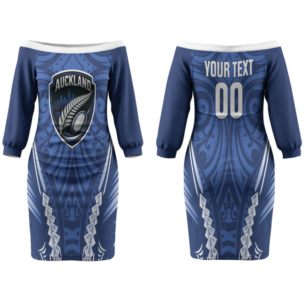 Auckland 2026 Rugby Custom Couples Matching Off The Shoulder Long Sleeve Dress and Long Sleeve Button Shirt NZ Maori Silver Fern LT14