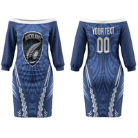 Auckland 2026 Rugby Custom Couples Matching Off The Shoulder Long Sleeve Dress and Long Sleeve Button Shirt NZ Maori Silver Fern LT14