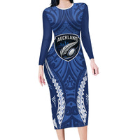 Auckland 2026 Rugby Custom Family Matching Long Sleeve Bodycon Dress and Hawaiian Shirt NZ Maori Silver Fern