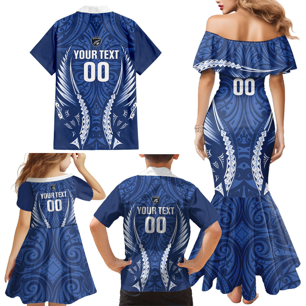 Auckland 2026 Rugby Custom Family Matching Mermaid Dress and Hawaiian Shirt NZ Maori Silver Fern