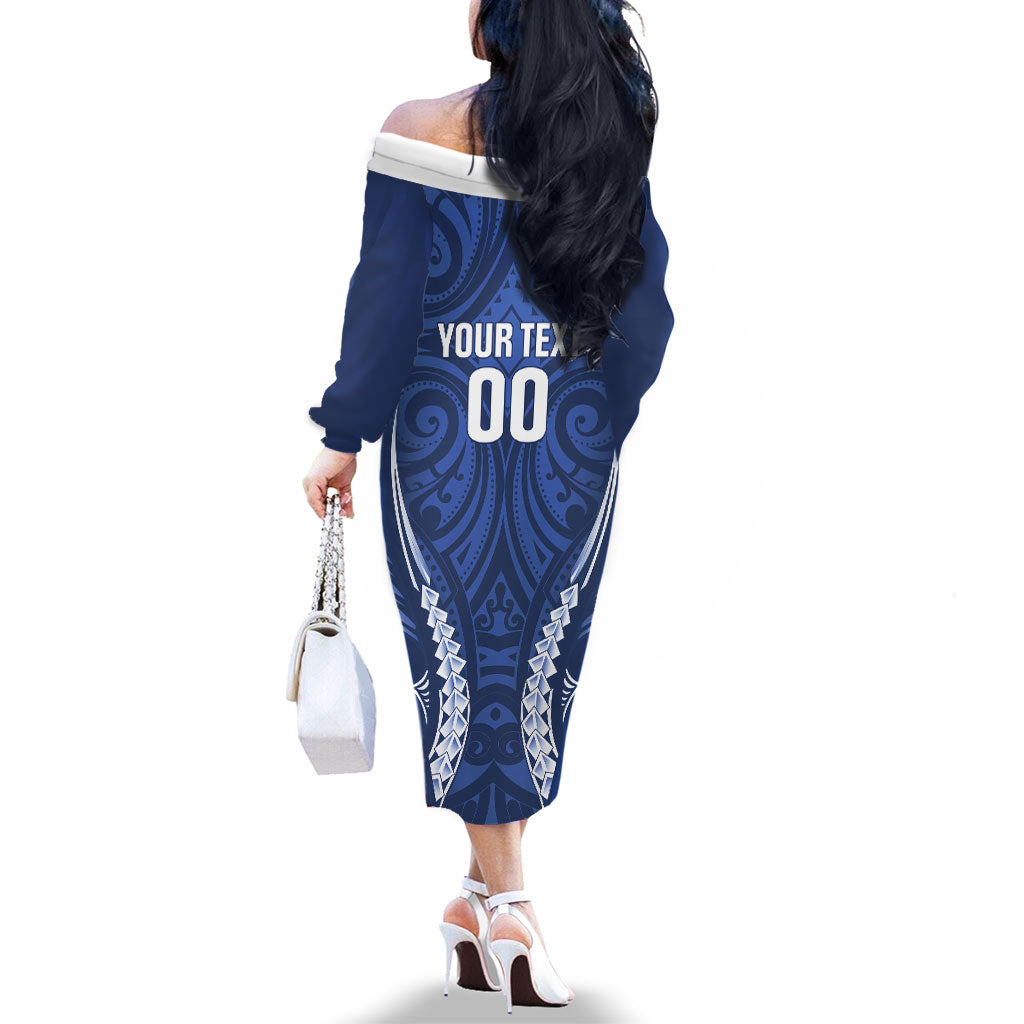 Auckland 2026 Rugby Custom Family Matching Off The Shoulder Long Sleeve Dress and Hawaiian Shirt NZ Maori Silver Fern