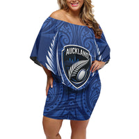 Auckland 2026 Rugby Custom Family Matching Off Shoulder Short Dress and Hawaiian Shirt NZ Maori Silver Fern