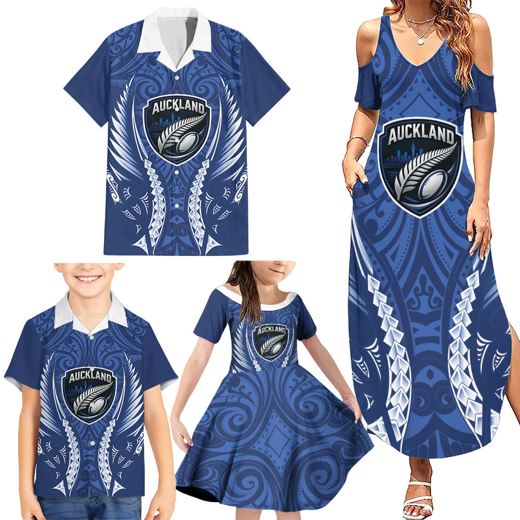 Auckland 2026 Rugby Custom Family Matching Summer Maxi Dress and Hawaiian Shirt NZ Maori Silver Fern