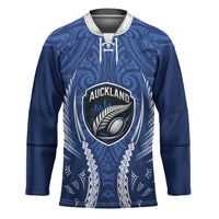 Auckland 2026 Rugby Custom Hockey Jersey NZ Maori Silver Fern LT14 Unisex Blue - Polynesian Pride