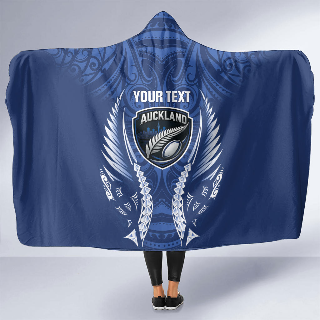 Auckland 2026 Rugby Custom Hooded Blanket NZ Maori Silver Fern LT14 One Size Blue - Polynesian Pride