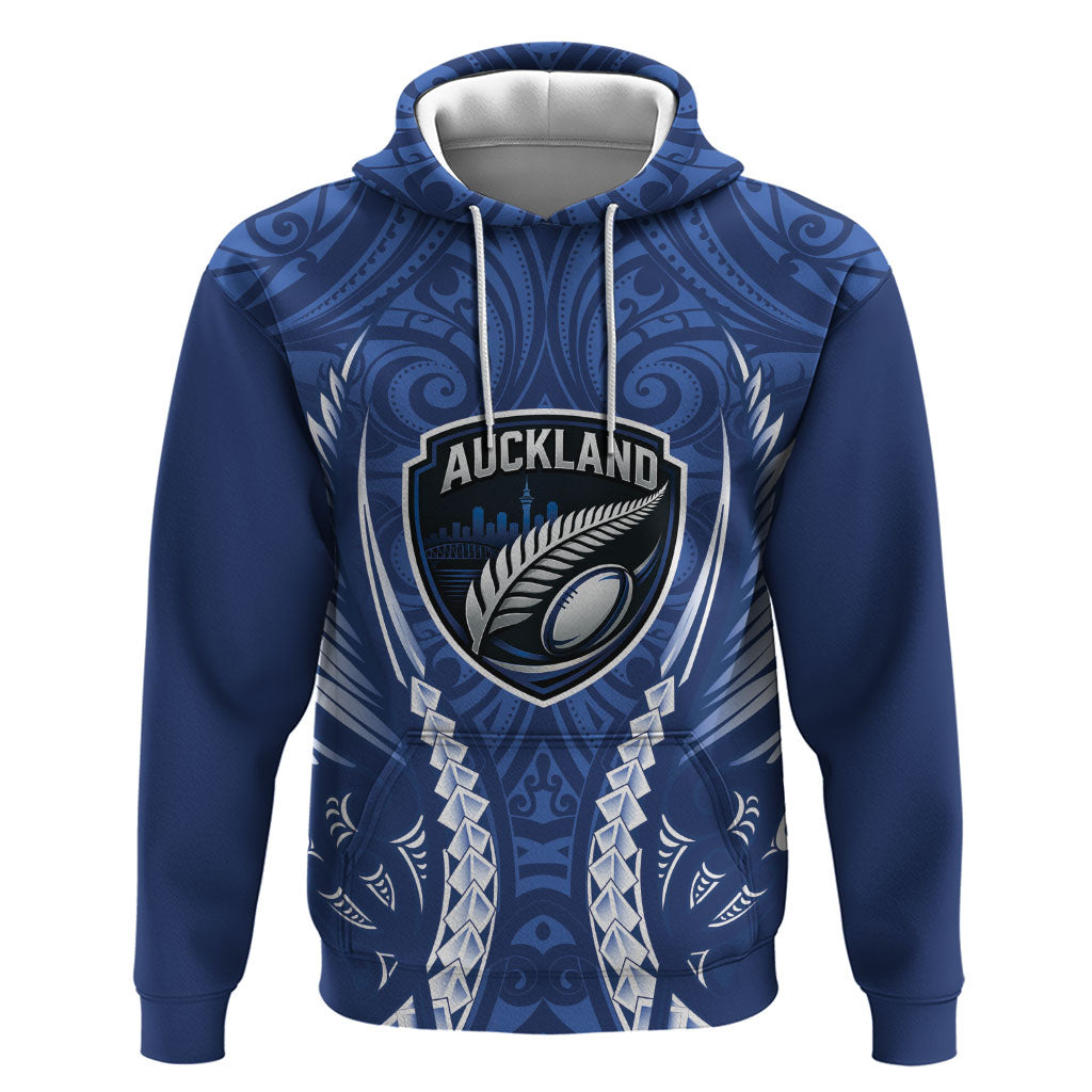 Auckland 2026 Rugby Custom Hoodie NZ Maori Silver Fern LT14 Pullover Hoodie Blue - Polynesian Pride