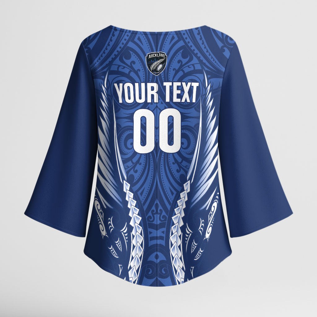 Auckland 2026 Rugby Custom Kimono Sleeve Blouse NZ Maori Silver Fern LT14 - Polynesian Pride