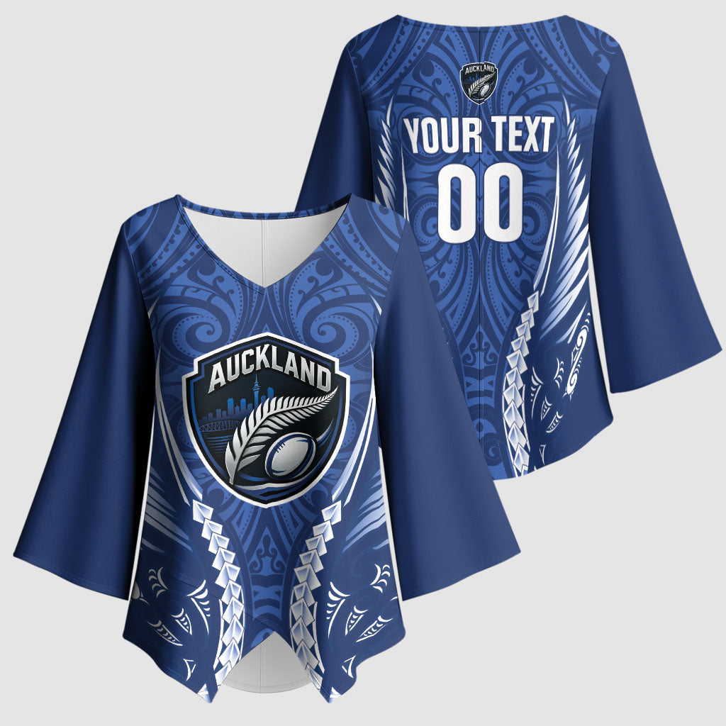 Auckland 2026 Rugby Custom Kimono Sleeve Blouse NZ Maori Silver Fern LT14 - Polynesian Pride