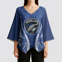 Auckland 2026 Rugby Custom Kimono Sleeve Blouse NZ Maori Silver Fern LT14 - Polynesian Pride
