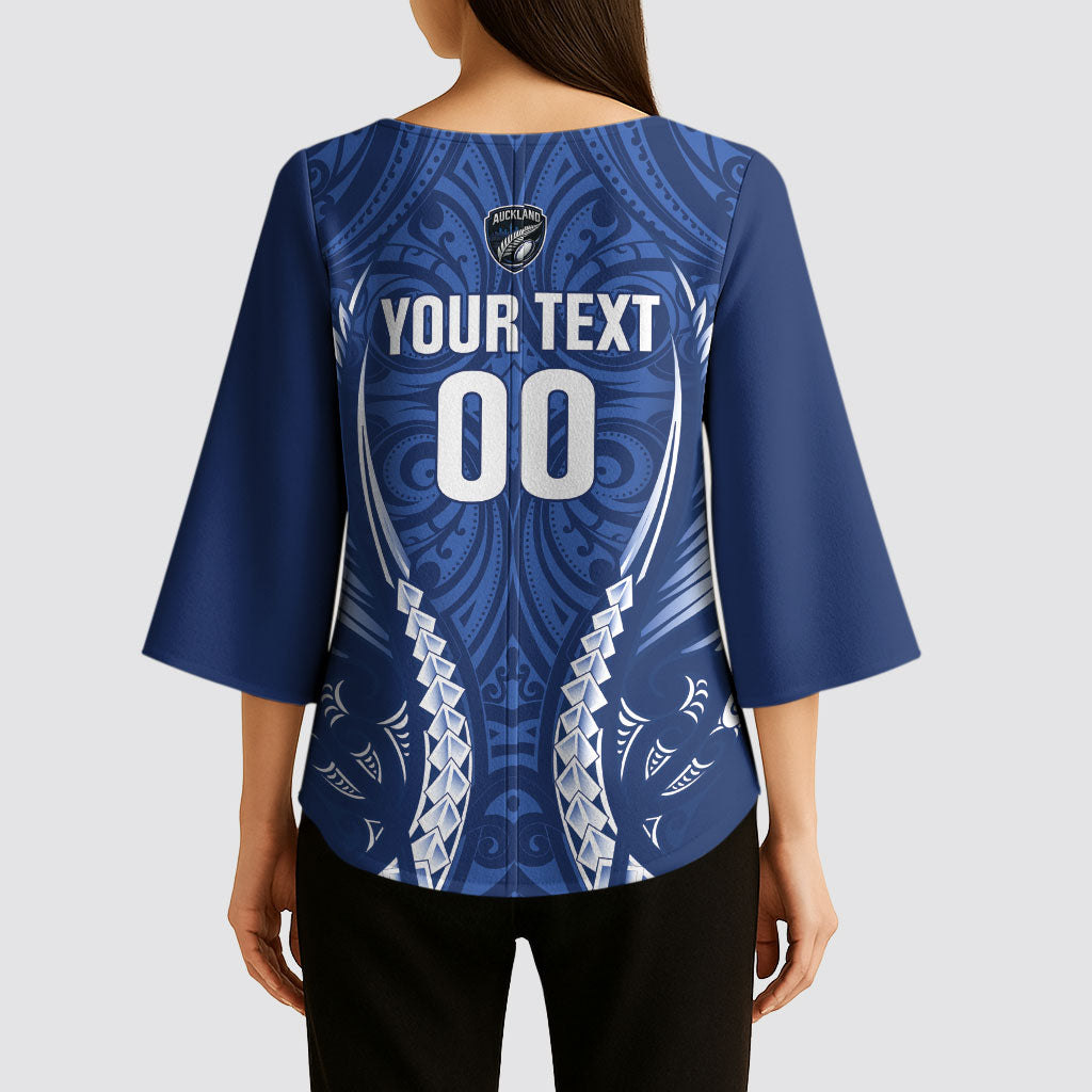 Auckland 2026 Rugby Custom Kimono Sleeve Blouse NZ Maori Silver Fern LT14 - Polynesian Pride