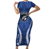 Auckland 2026 Rugby Custom Short Sleeve Bodycon Dress NZ Maori Silver Fern