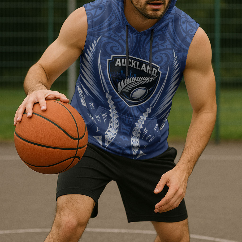 Auckland 2026 Rugby Custom Sleeveless Hoodie NZ Maori Silver Fern