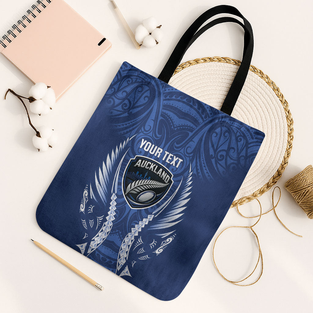 Auckland 2026 Rugby Custom Tote Bag NZ Maori Silver Fern LT14 Black Strap One Size Blue - Polynesian Pride