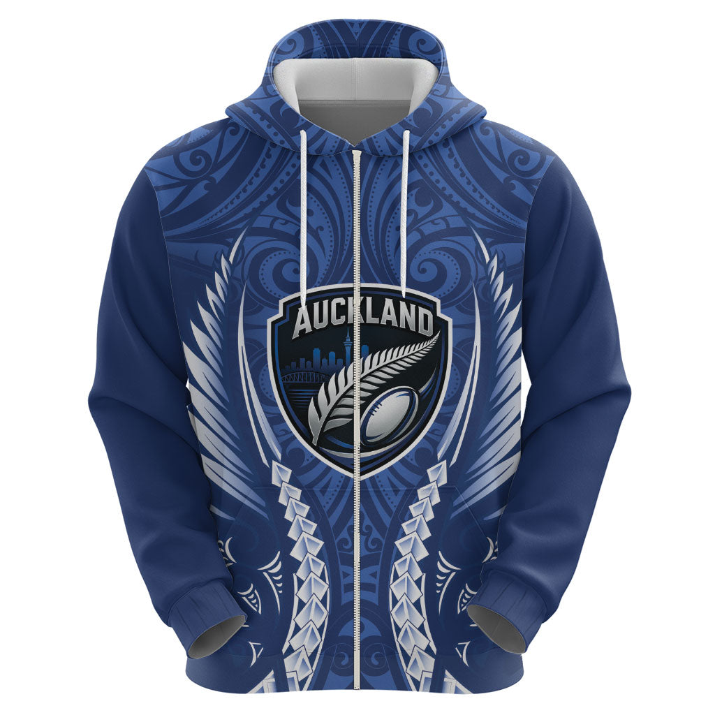 Auckland 2026 Rugby Custom Zip Hoodie NZ Maori Silver Fern