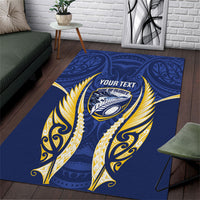 Bay of Plenty 2026 Rugby Custom Area Rug NZ Maori Silver Fern LT14 Blue - Polynesian Pride