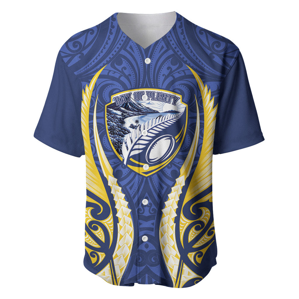 Bay of Plenty 2026 Rugby Custom Baseball Jersey NZ Maori Silver Fern LT14 Blue - Polynesian Pride