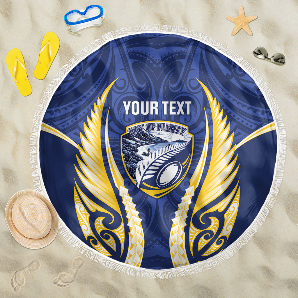 Bay of Plenty 2026 Rugby Custom Beach Blanket NZ Maori Silver Fern LT14 One Size 150cm Blue - Polynesian Pride