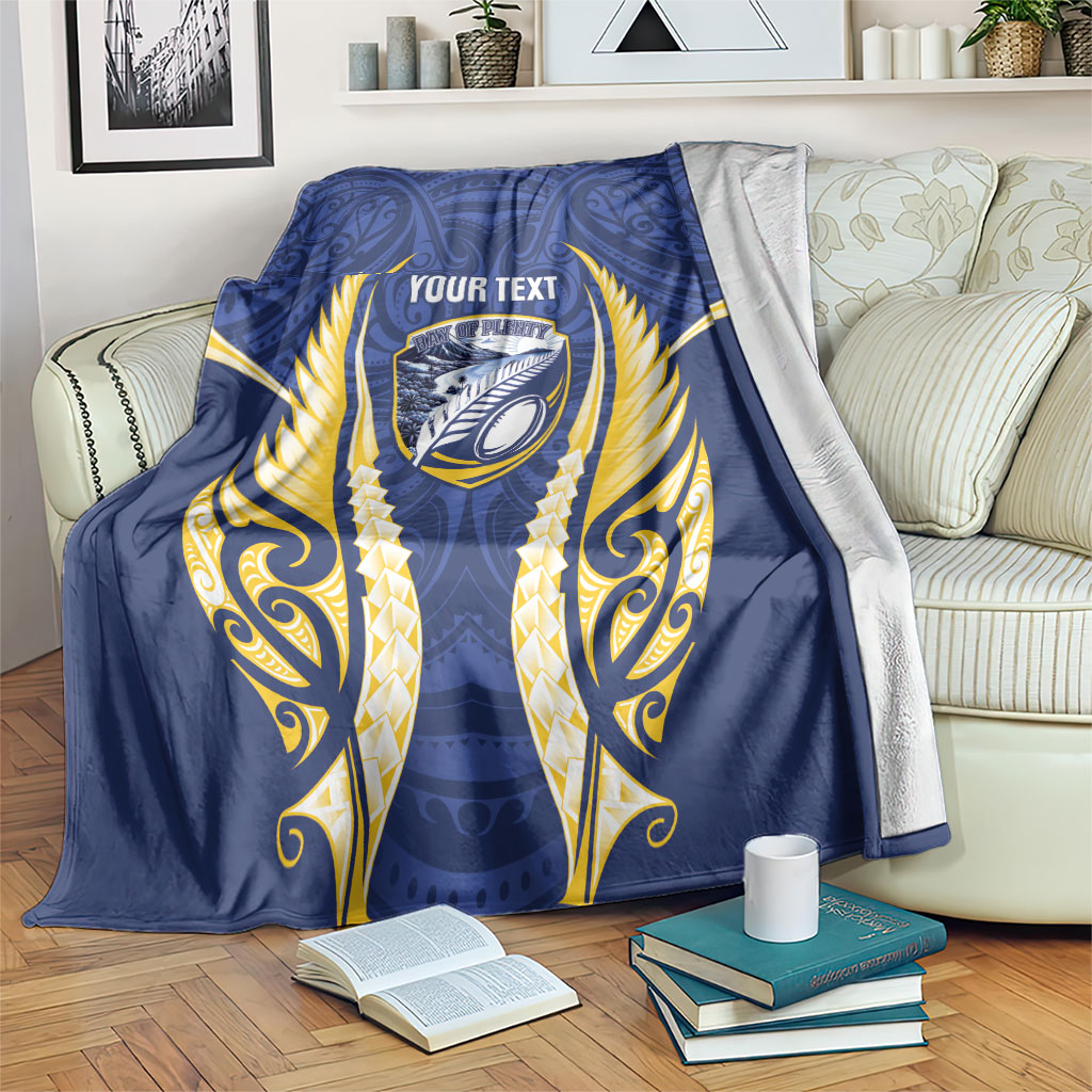 Bay of Plenty 2026 Rugby Custom Blanket NZ Maori Silver Fern LT14 Blue - Polynesian Pride
