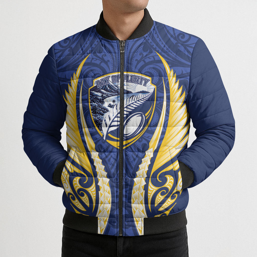 Bay of Plenty 2026 Rugby Custom Bomber Puffer Jacket NZ Maori Silver Fern LT14 - Polynesian Pride