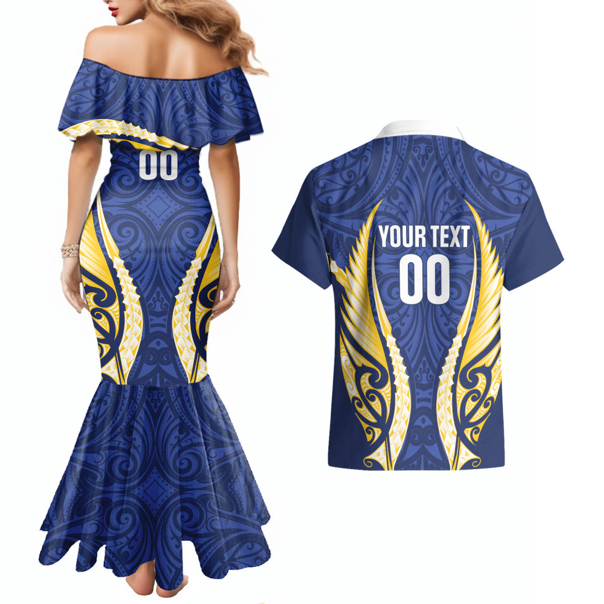 Bay of Plenty 2026 Rugby Custom Couples Matching Mermaid Dress and Hawaiian Shirt NZ Maori Silver Fern