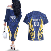 Bay of Plenty 2026 Rugby Custom Couples Matching Off The Shoulder Long Sleeve Dress and Hawaiian Shirt NZ Maori Silver Fern