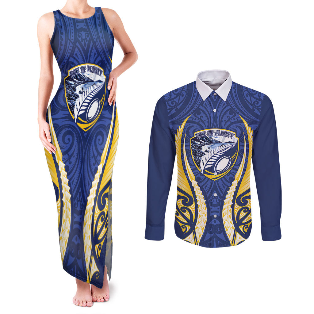 Bay of Plenty 2026 Rugby Custom Couples Matching Tank Maxi Dress and Long Sleeve Button Shirt NZ Maori Silver Fern