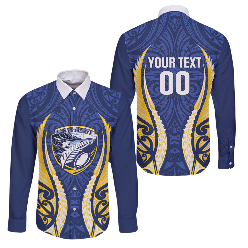 Bay of Plenty 2026 Rugby Custom Family Matching Mermaid Dress and Hawaiian Shirt NZ Maori Silver Fern LT14 Dad's Shirt - Long Sleeve Blue - Polynesian Pride