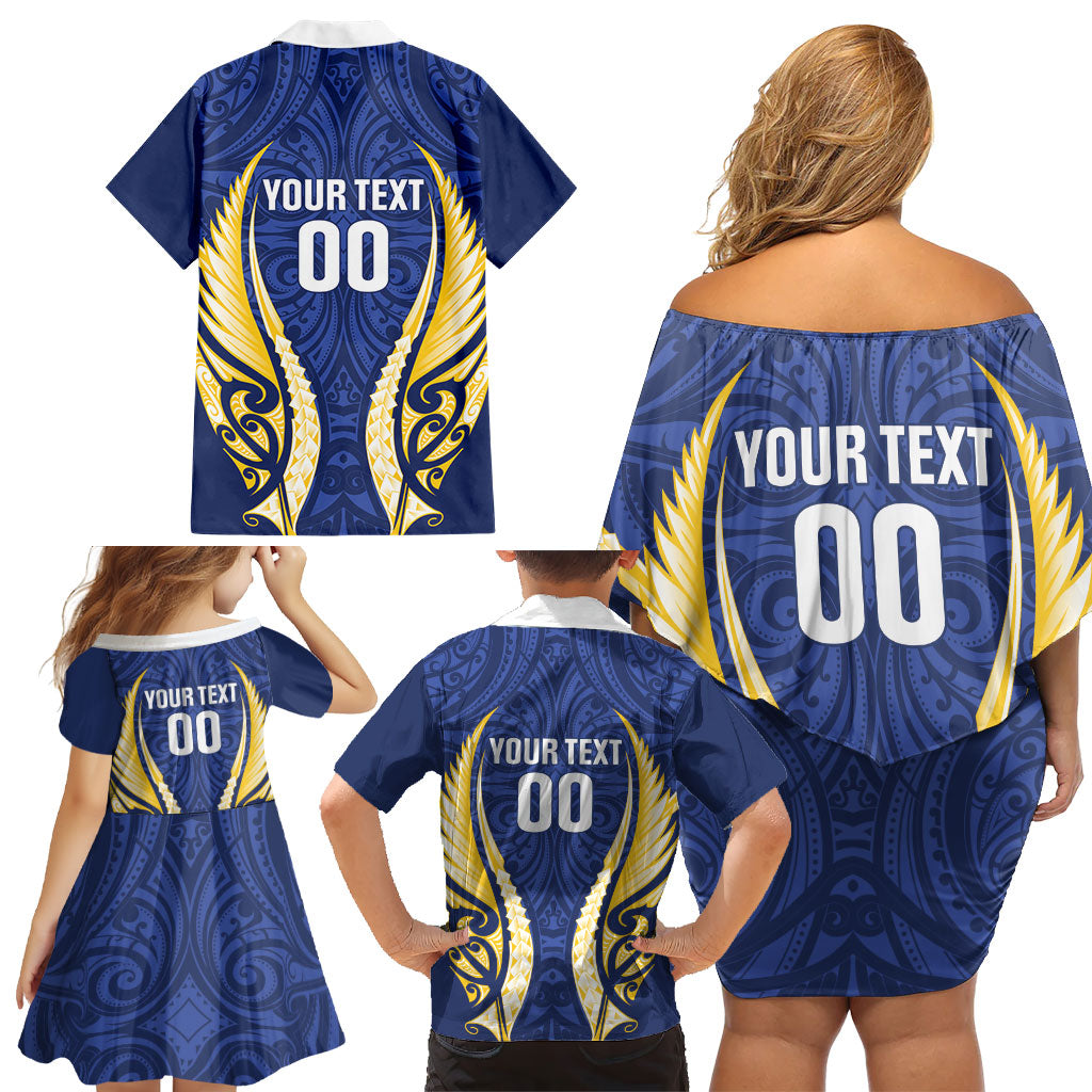 Bay of Plenty 2026 Rugby Custom Family Matching Off Shoulder Short Dress and Hawaiian Shirt NZ Maori Silver Fern