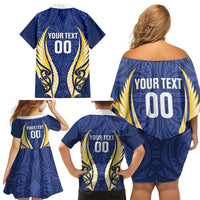 Bay of Plenty 2026 Rugby Custom Family Matching Off Shoulder Short Dress and Hawaiian Shirt NZ Maori Silver Fern
