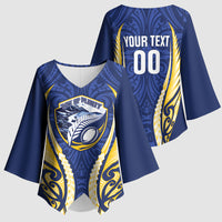Bay of Plenty 2026 Rugby Custom Kimono Sleeve Blouse NZ Maori Silver Fern