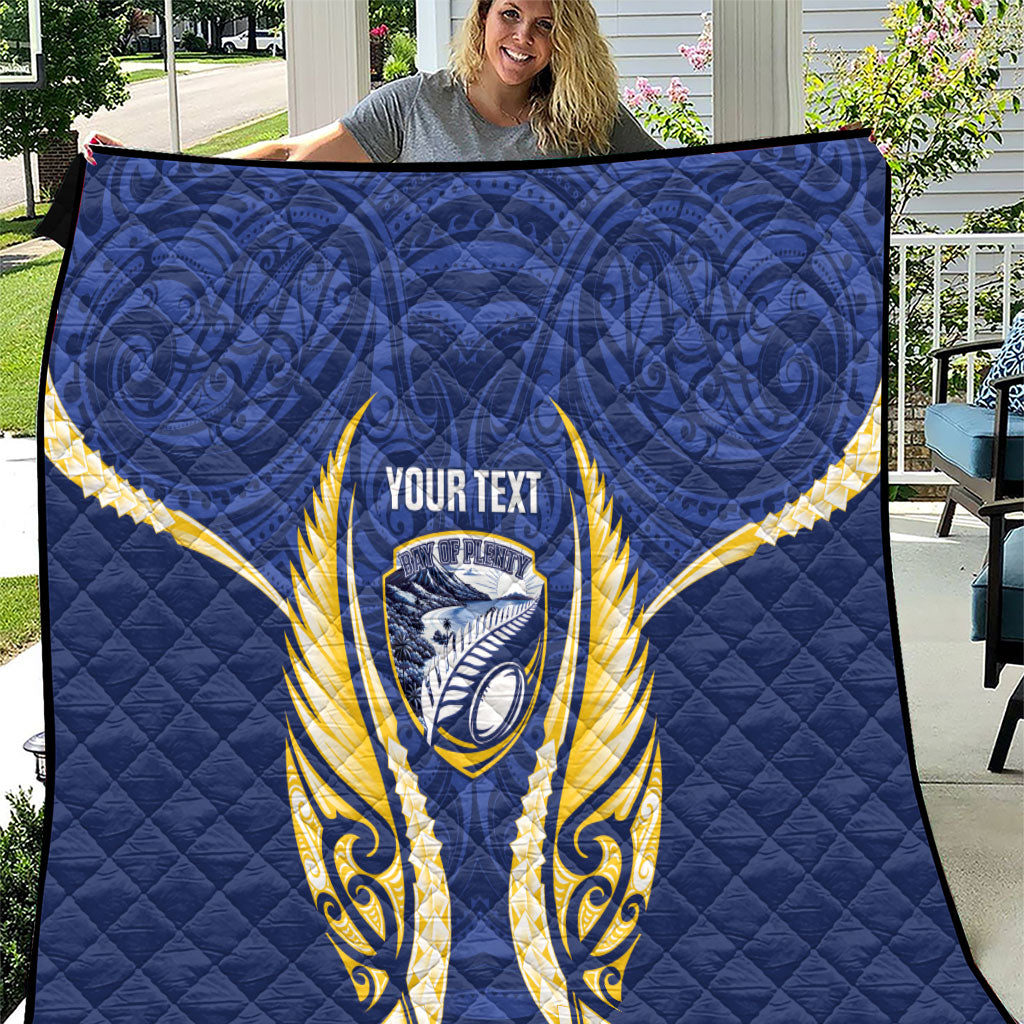 Bay of Plenty 2026 Rugby Custom Quilt NZ Maori Silver Fern LT14 Blue - Polynesian Pride