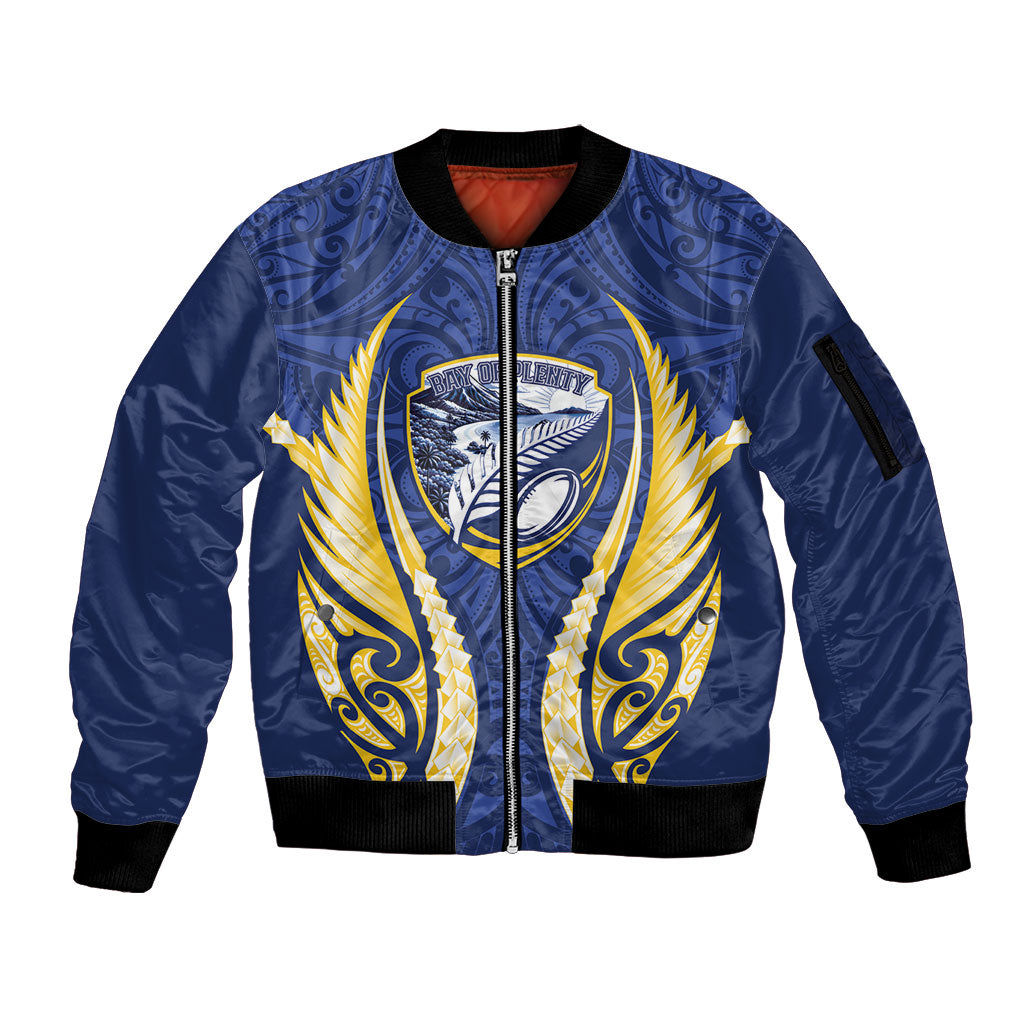 Bay of Plenty 2026 Rugby Custom Sleeve Zip Bomber Jacket NZ Maori Silver Fern