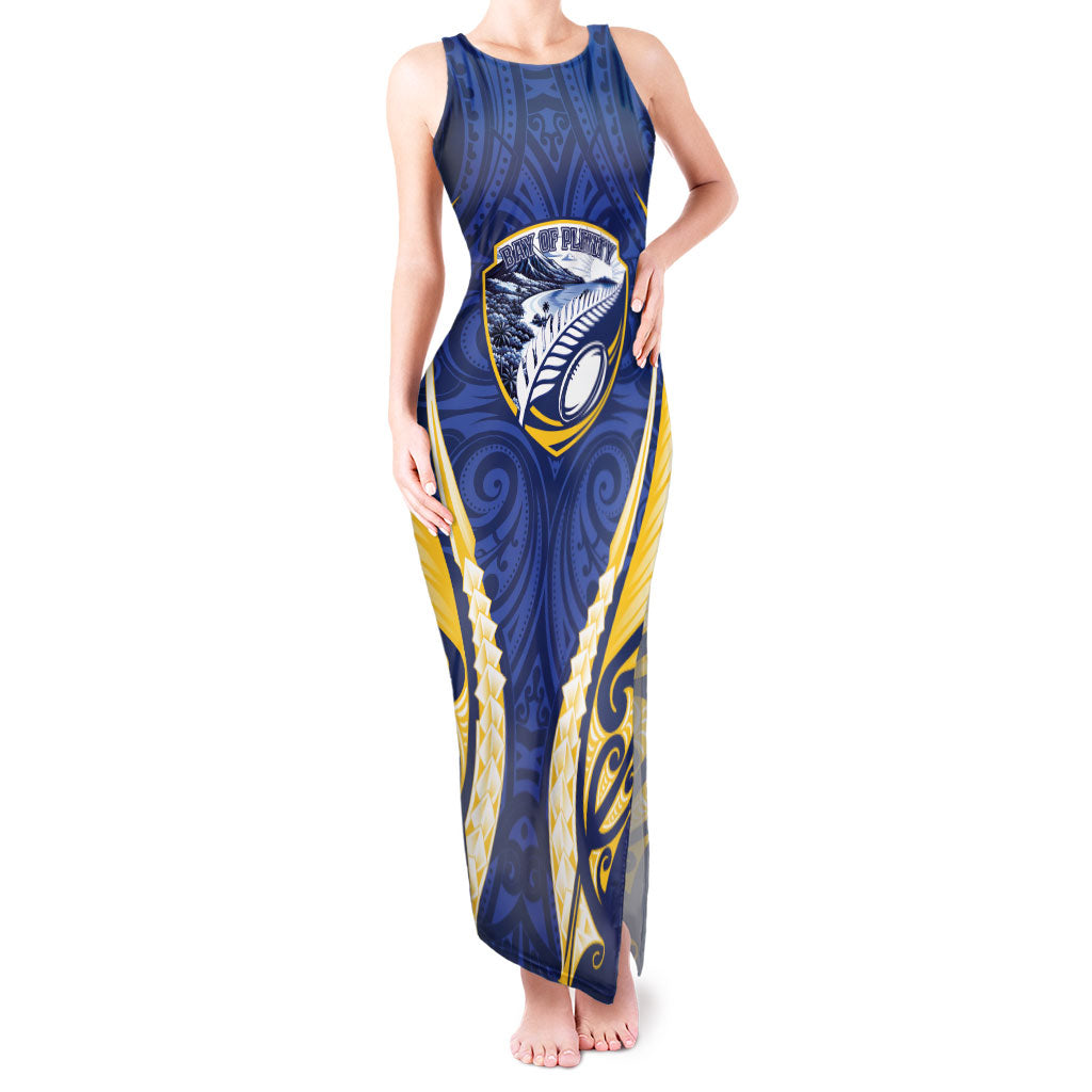 Bay of Plenty 2026 Rugby Custom Tank Maxi Dress NZ Maori Silver Fern LT14 Women Blue - Polynesian Pride
