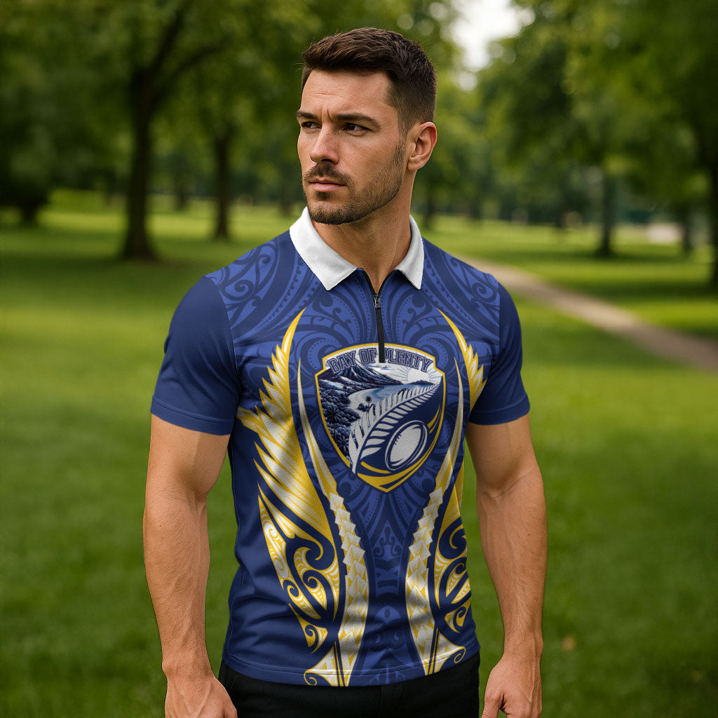 Bay of Plenty 2026 Rugby Custom Zipper Polo Shirt NZ Maori Silver Fern