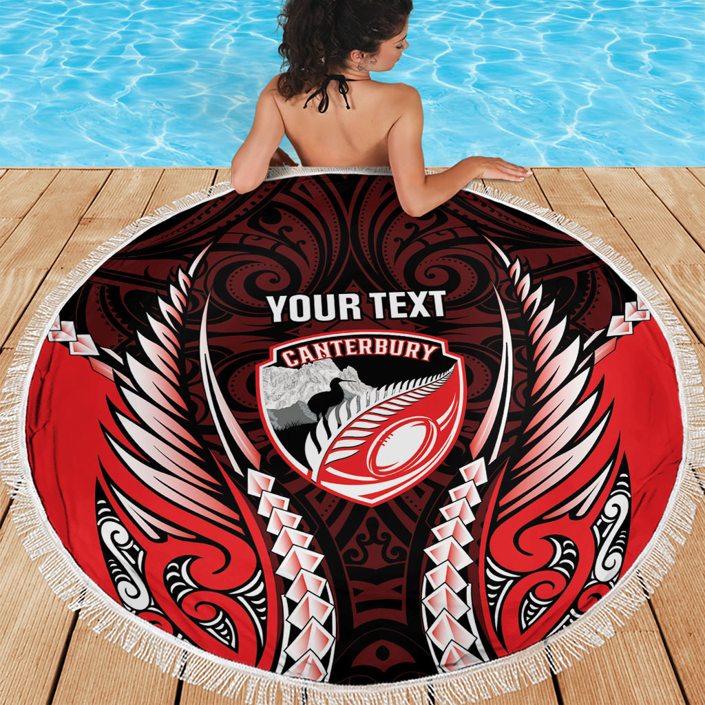 Canterbury 2026 Rugby Custom Beach Blanket NZ Maori Silver Fern LT14 - Polynesian Pride