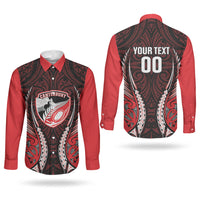 Canterbury 2026 Rugby Custom Couples Matching Off The Shoulder Long Sleeve Dress and Long Sleeve Button Shirt NZ Maori Silver Fern LT14 - Polynesian Pride