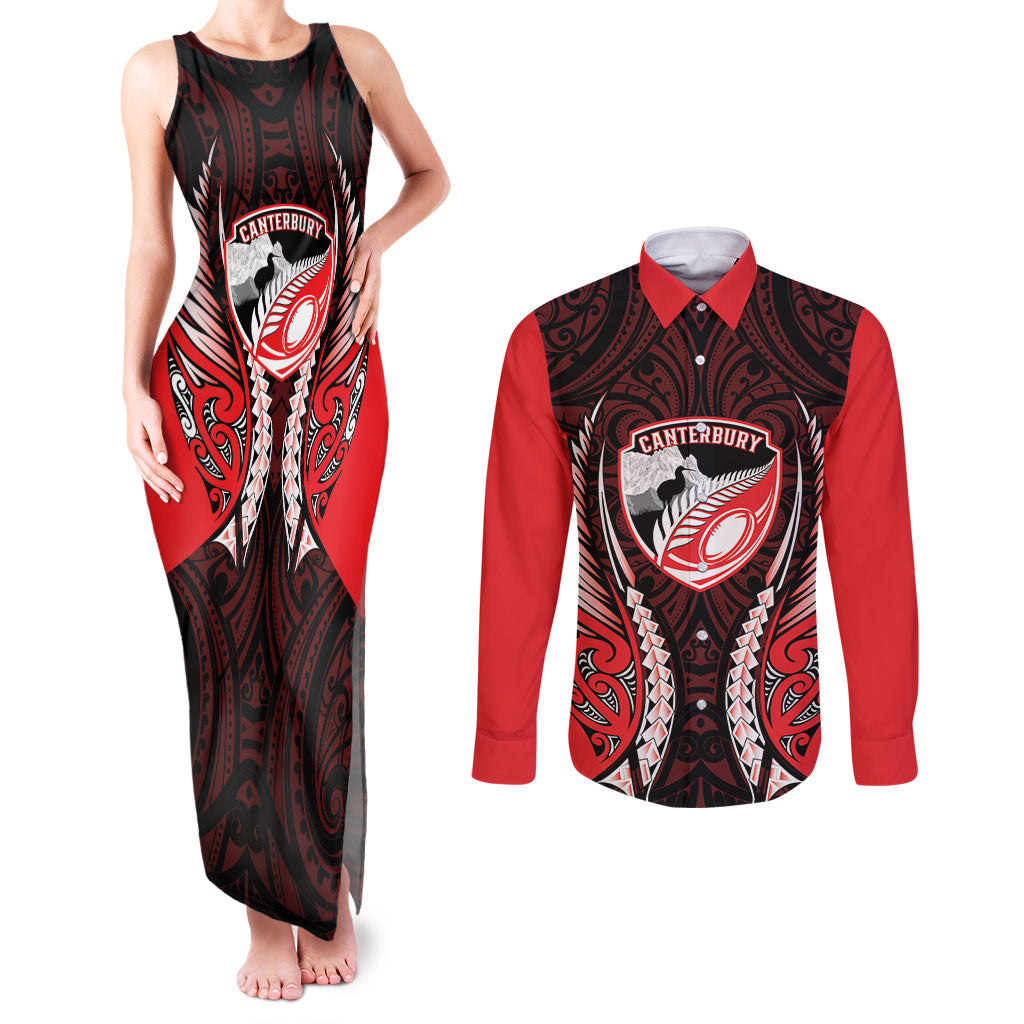 Canterbury 2026 Rugby Custom Couples Matching Tank Maxi Dress and Long Sleeve Button Shirt NZ Maori Silver Fern