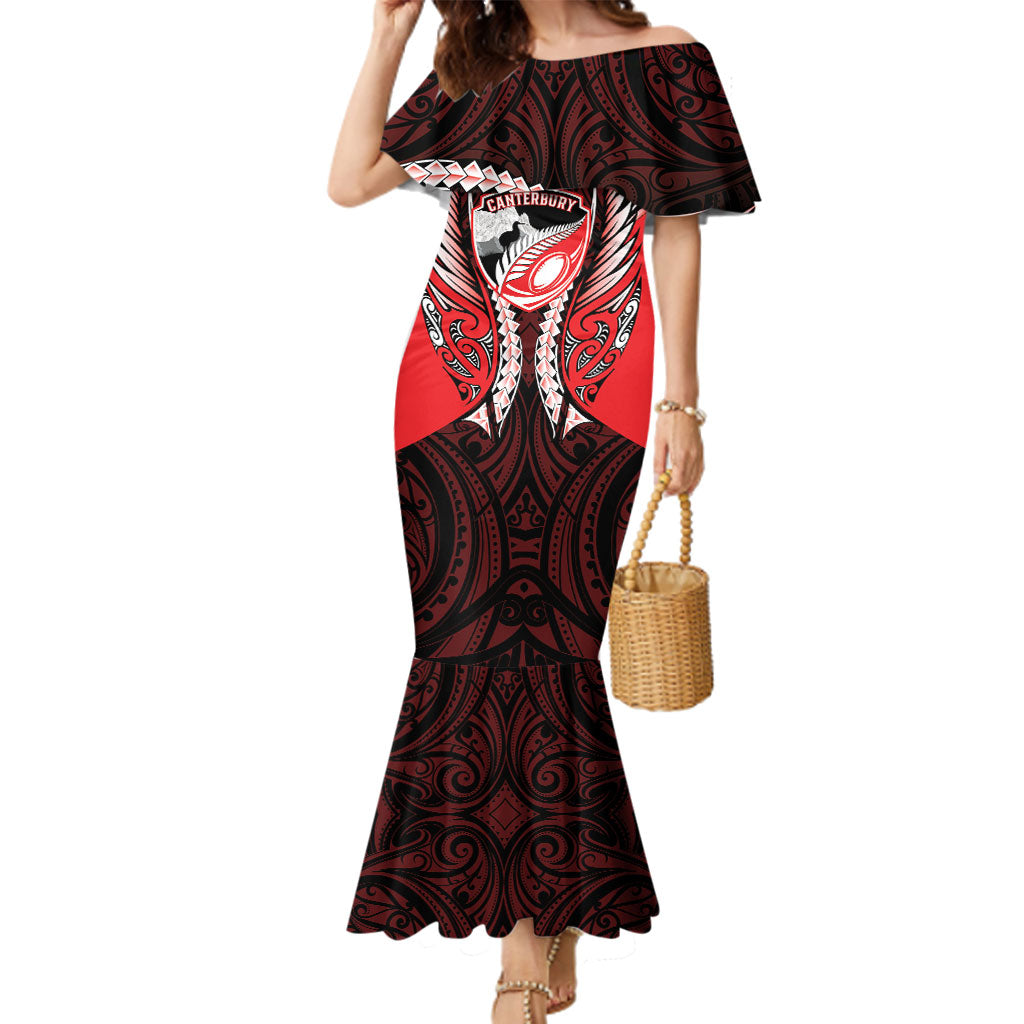 Canterbury 2026 Rugby Custom Family Matching Mermaid Dress and Hawaiian Shirt NZ Maori Silver Fern