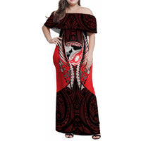 Canterbury 2026 Rugby Custom Family Matching Off Shoulder Maxi Dress and Hawaiian Shirt NZ Maori Silver Fern