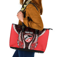 Canterbury 2026 Rugby Custom Leather Tote Bag NZ Maori Silver Fern LT14 Red - Polynesian Pride