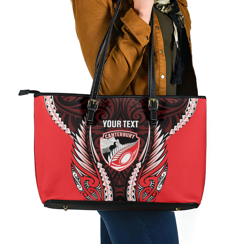 Canterbury 2026 Rugby Custom Leather Tote Bag NZ Maori Silver Fern LT14 - Polynesian Pride