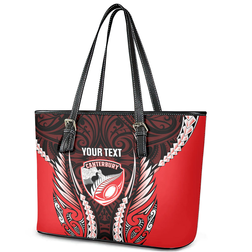 Canterbury 2026 Rugby Custom Leather Tote Bag NZ Maori Silver Fern LT14 - Polynesian Pride